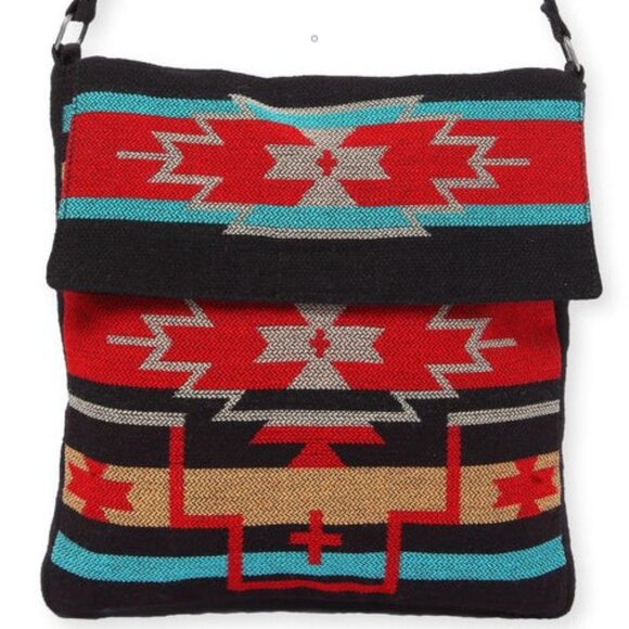 Flap Top Shoulder Bag - Southwest Style - Ethnic Inspired Design - Lightweight - Picture 3 of 9
